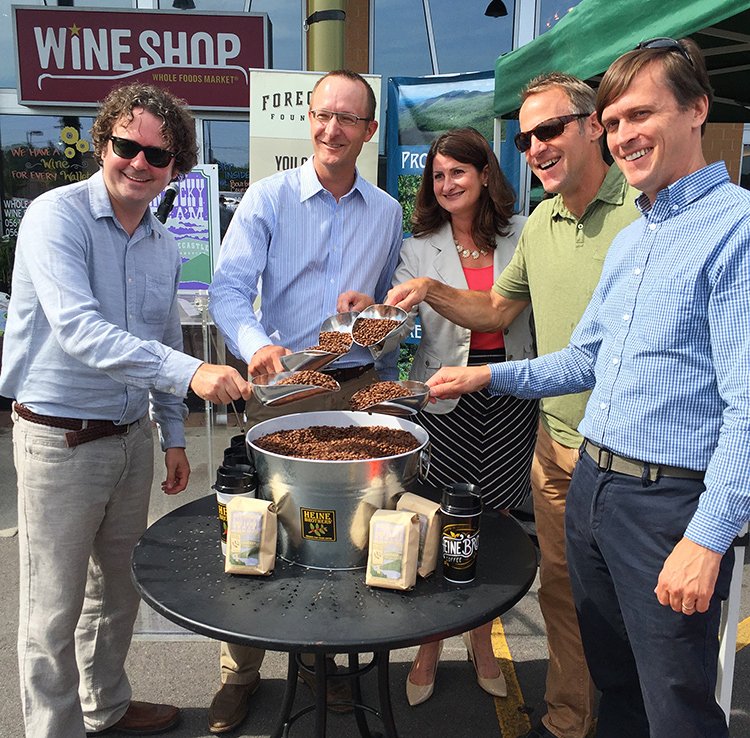 JK McKnight announcing business nonprofit strategic partnerships with Whole Foods, Nature Conservancy and Heine Brothers